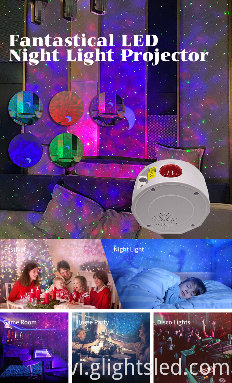 Trang trí phòng dành cho trẻ em Ngôi sao Mặt trăng dự kiến ​​ánh sáng đêm điều khiển từ xa 7.5W Đèn chiếu sáng LED